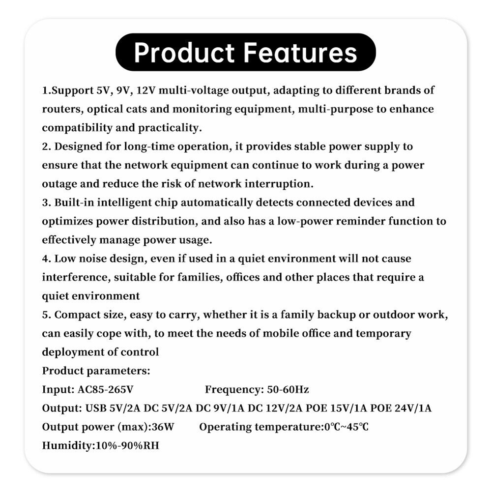 Outdoor Uninterruptible Power Supply - 1018L 5V 9V 12V Backup DC