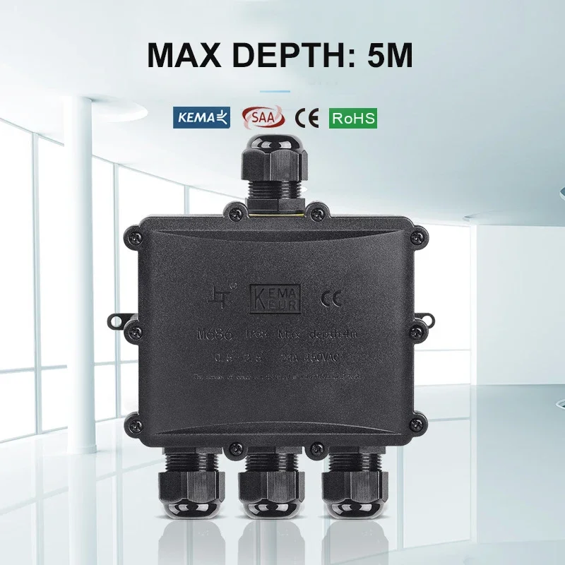 4Way 1In3Out IP68 Waterproof 4 - огляд і ціна Outdoor Power Cable Junction Box